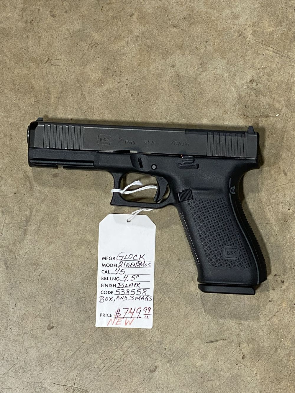 New - Glock 21 Gen 5 MOS 45CAL