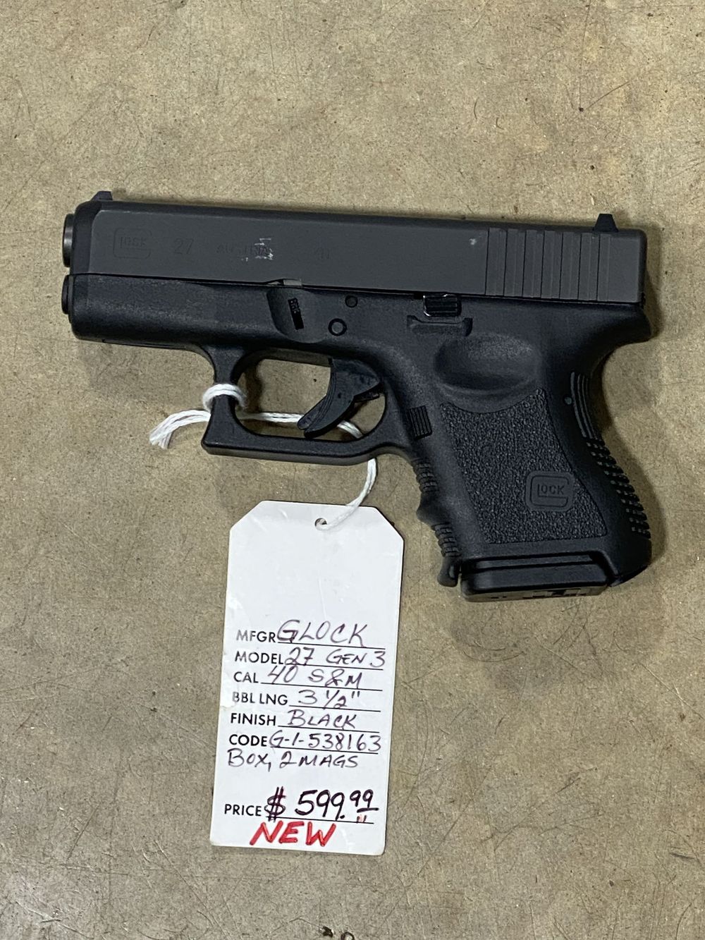 NEW - Glock 27 Gen 3 40 S&W