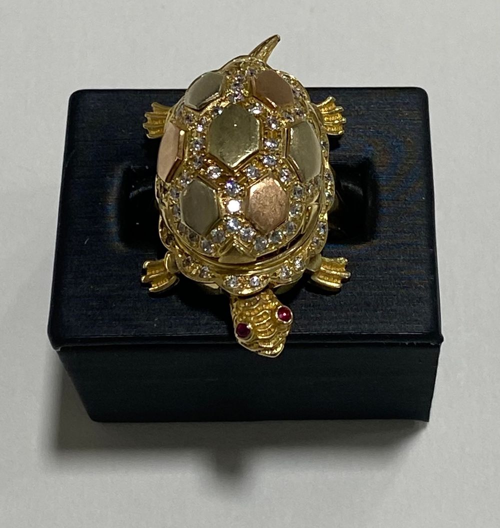 14k Tri-Colored Gold Turtle Ring